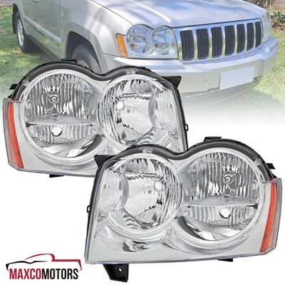 Headlights Fits 2005-2007 Jeep Grand Cherokee Signal Head Lamp Left+Right - Image 1 of 4