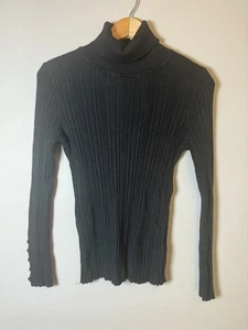 Damen USA Pullover Schwarz Rollkragen Langarm Ripppullover Medium - Bild 1 von 5