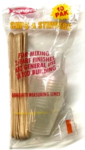 Gudebrod Cups and Stirrers 10 Pak for Mixing 2-Part Finishes in Rod Building - Picture 1 of 13