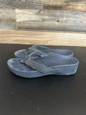 Zapatos para mujer Vionic Kehoe azul 9 M cuero dorado tachuelas plataforma sandalias tanga Foto 1 de 4