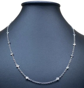 COLLANA CATENA IN ORO BIANCO 18kt. CON DIAMANTI NATURALI - Imagen 1 de 8