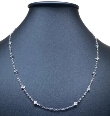 Collar Cadena de Oro Blanco 18kt. con Diamantes Naturales - Imagen 1 de 4