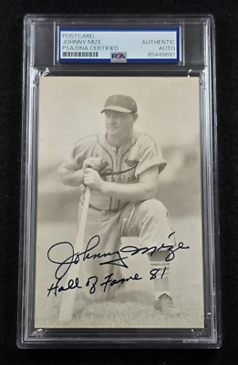 JOHNNY MIZE Signed Real Photo Postcard-HALL OF FAME-CARDINALS-YANKEES-PSA - Image 1 of 4