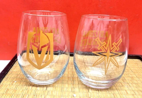 2 VEGAS GOLDEN KNIGHTS HOCKEY LOGO ARIZONA CHARLIES CASINO GA ROCKS GLASSES - U Cover