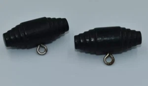 2 Black Wood Toggle Buttons Wire Shank Military Coat Jacket Wooden VTG 1.25" - Picture 1 of 17