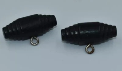 2 Black Wood Toggle Buttons Wire Shank Military Coat Jacket Wooden VTG 1.25" - Image 1 of 4