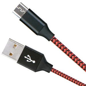 Micro Nylon USB Kabel auf USB A 2.0 - 1m Highspeed Lade Datenkabel rot - Bild 1 von 5