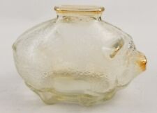 Vintage Yellow Gold Depression Textured Carnival Glass Piggy Bank 4.25" L x 3" T