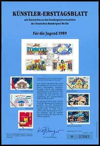 BERLÍN ARTISTA ETB 1989/1 JUVENTUD CIRCO CIRCO CIRCO ARTISTA PRIMER DÍA HOJA - Imagen 1 de 2