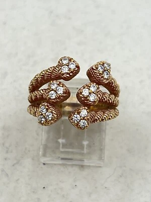 Anillo Corazón Judith Ripka Plata de Ley Circonita cúbica Tono Oro Rosa Talla 6.75 9g Foto 1 de 4