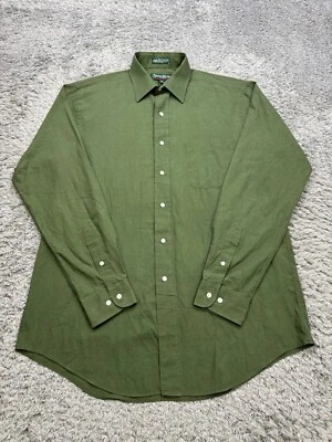 Savile Row Shirt Men 16 34-35 Sage Green Military Long Sleeve Career Button Up - Image 1 of 4