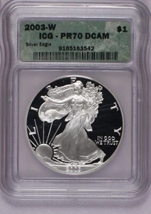 2003-W Silver Eagle 1 oz. $1 ICG PR70 Deep Cameo - Picture 1 of 2