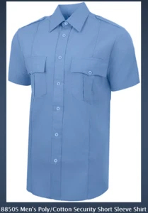 NATIONAL PATROL 8850S Men's 16-16.5 LARGE Short Sleeve LIGHT BLUE  POLICE SHIRT - Picture 1 of 2