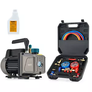 OMT 3.5CFM 1/4HP Combo Juego de Manómetros de Colector de CA Bomba de Vacío de Aire para Auto Hogar HVAC - Imagen 1 de 8