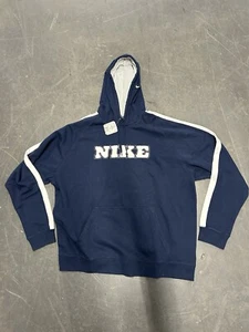 Vintage Nike SPELLOUT Hoodie Style 128328 Navy & White Men’s 2XL Deadstock Y2K - Picture 1 of 6