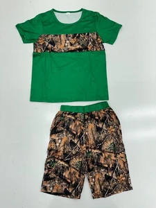 Shein Green Camouflage 2 Piece Outfit Set Boys Size 9-10 - Picture 1 of 6