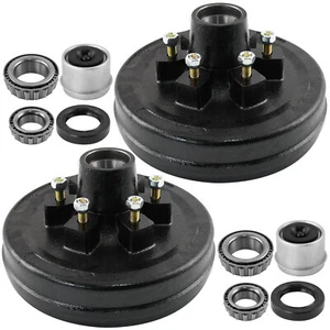 Pair of 2 5 on 5" Trailer Brake Hub Drum Kit 10"X2-1/4" for 3500 lbs axle CW - Bild 1 von 10