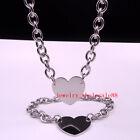 New Arrival Stainless Steel Sweet Lover Heart Tag Necklace &amp; Bracelet Oval Chain