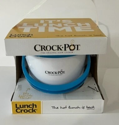 Crock-pot hot lunch warmer - white and blue -new in box Soup Thermos Lunchbox - Image 1 of 4