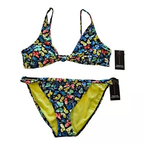 Juniors Knoten vorne Badeanzug Bikini Gr. XL 15-17 Schmetterling schwarz bunt Damen - Bild 1 von 4