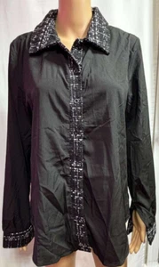 GZYiGE Studios Long Sleeve Button-Up Shirt Size XL Black - Picture 1 of 5