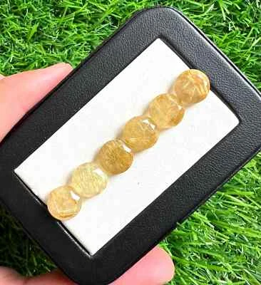 Natural Golden Rutilated Quartz 8MM Round Cut 5Pcs Loose Gemstone Lot. - Image 1 of 4