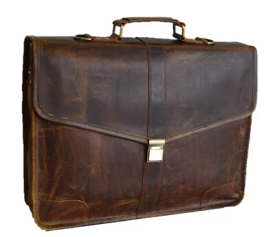 16 дюймов кожаный ноутбук коричневый ручной работы винтажный чехол офис портфель сумка мужчин - Изображение 1 из 4