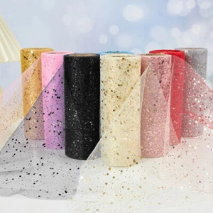 10 Yards 150mm Xmas Tree Glitter Sequin Tulle Ribbon Sparkling Mesh for Crafts - Picture 1 of 23
