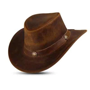 Genuine UNIQUE Calf Suede Leather color HAT Western Cowboy Hat Men and Women Hat - Picture 1 of 5