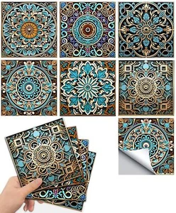Moroccan Style Tile Stickers Set 20 Units 4x4 inch Multicolor Peel and Stick ... - Picture 1 of 7
