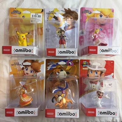 New! Nintendo Super Smash Bros. Amiibo Lot  Pikachu Duck Sora Peach Daisy Mario - Image 1 of 4