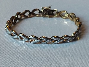 Vintage PAJ BB goldfarbenes Tennisarmband Silber 7,5" eleganter Schmuck  - Bild 1 von 11