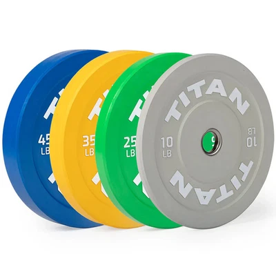Juego de placas de parachoques olímpicas económicas Titan Fitness 230 lb, codificadas por colores por IWF Foto 1 de 4