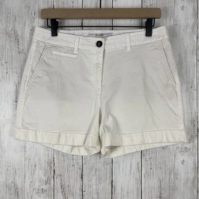 Pantalones Cortos Boden Para Mujer 8 Blanco Chino Puños 4" Playa Resort Informal Preppy Costero Foto 1 de 4