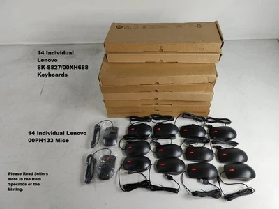 14x Lenovo USB Preferred Pro II 00XH688 K.boards & 14x USB 00PH133 Mice Bundle - Image 1 of 4