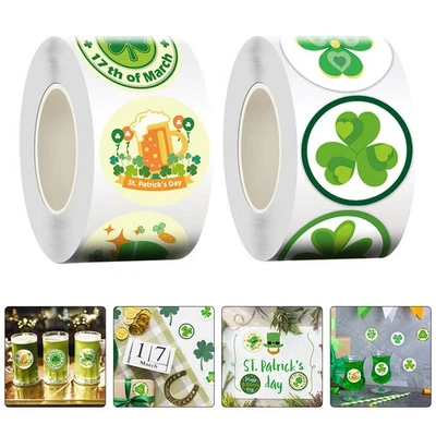  2 Rollen Klee-Form-Aufkleber St. Patrick Tagesgeschenkaufkleber - Bild 1 von 4