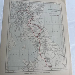 1914 (Print) Map of Central Britain 1715-1745 GA #42 Vintage Atlas Old Print - Picture 1 of 7