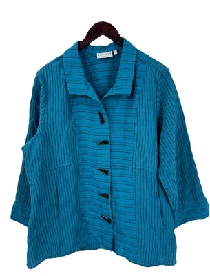 Habitat Turquoise Chopstick Button Top Blouse With Pockets Size L - Image 1 of 4