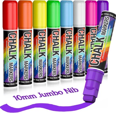 KERIFI Window Chalk Markers for Cars Washable: 8 Colors Jumbo Liquid Marker...