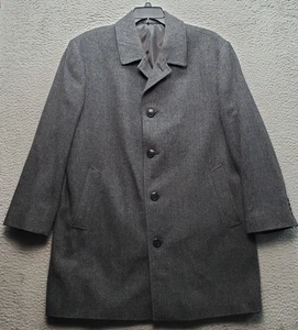 Abrigo London Fog Para Hombre 44 Gris Espiga Mezcla Lana Un Pecho Usado en Excelente Condición - Imagen 1 de 15