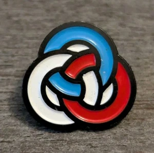 Colorful Interlocking Triskele Pin Red White & Blue Enamel Metal Lapel Pin - Picture 1 of 5