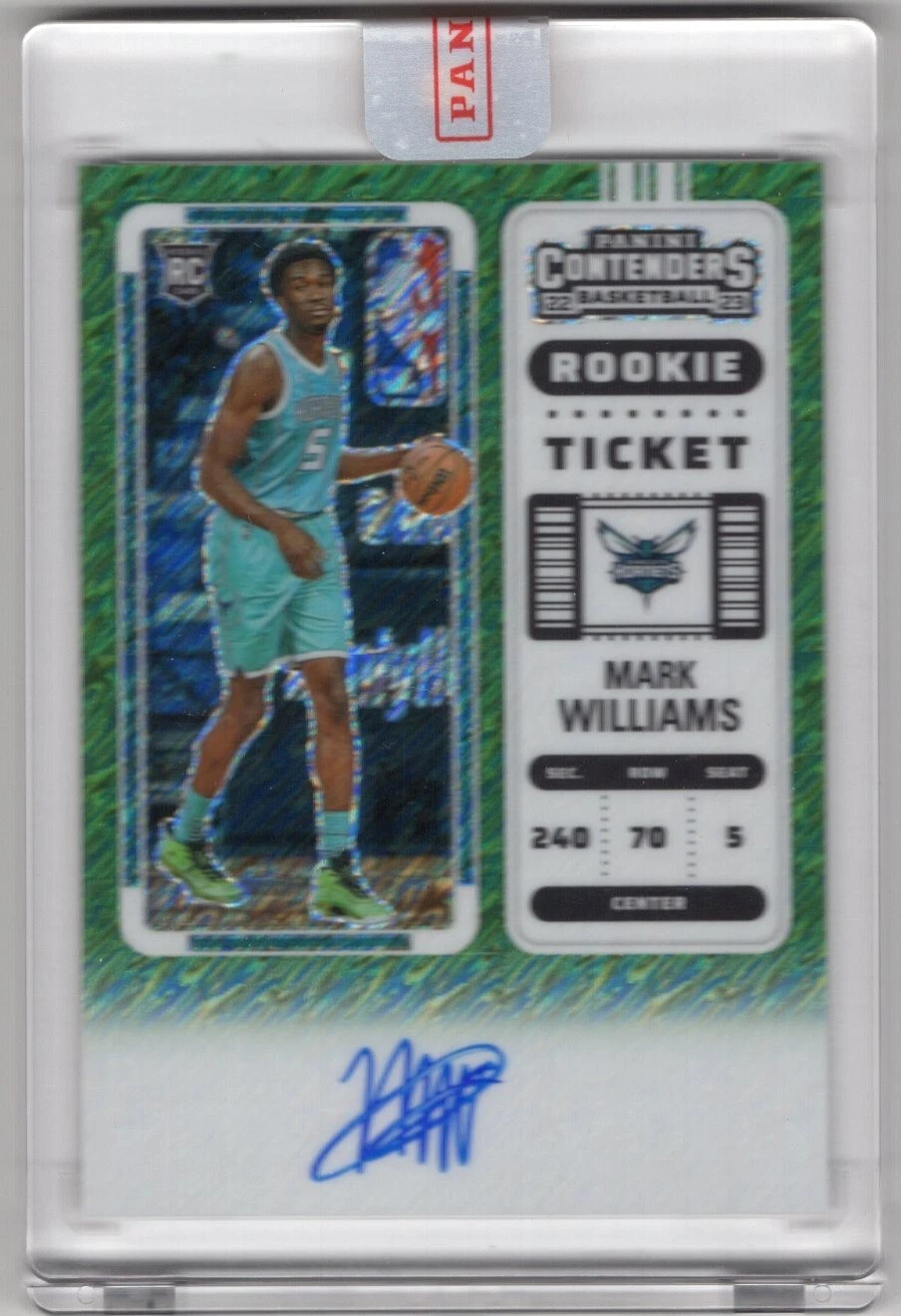 Mark Williams 2022 Contenders Auto Green Shimmer On Card SSP Prizm No. 136