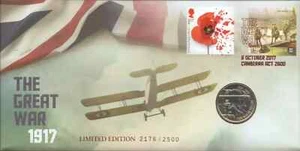 2017 AUSTRALIA / UK THE GREAT WAR 1917 PNC w/£2 COIN RED FOIL O/PRINT LTD 2,500 - Picture 1 of 8