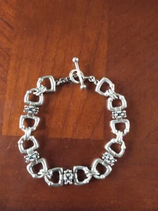 Michael Dawkins Sterling Silver Equestrian Motif Toggle 8" Layering Bracelet VGC - Picture 1 of 4
