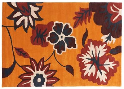 Kurzflorteppich Blumen 200x300 Gold Floral Handarbeit Handtuft Modern - Bild 1 von 4