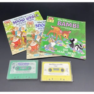 Walt Disney Storyteller Read Along Book Cassette Tape Snow White & Bambi - Picture 1 of 11