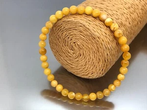 Amber Bracelet Gift Egg Yolk Round Beads Yellow Natural Baltic Amber 3,2g 18898 - Picture 1 of 17