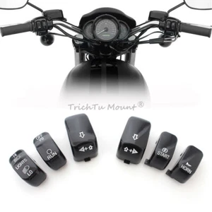 6pcs Black Hand Control Switch Button Cap Kit For Harley Sportster XL 883 1200 - Bild 1 von 20