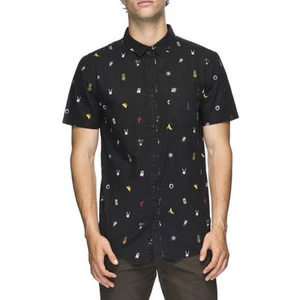 Taglia S - Camicia Uomo Maniche Corte Globe Pin Up Short Sleeve Shirt Black Nero - Bild 1 von 4