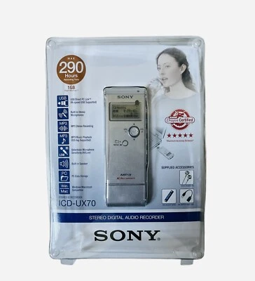 Sony Stereo Digital Audio Recorder ICD-UX70 Max 290 Hours Recording Time - Image 1 of 3